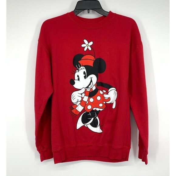 Disney Sweatshirt Red Minnie Mouse Graphic Long Sleeve Pullover - Picture 1 of 8